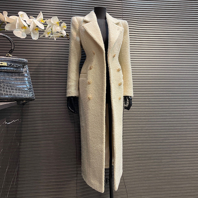 Ivory Elegance Wool Coat – Long Tailored Winter Style " VERSHANA"