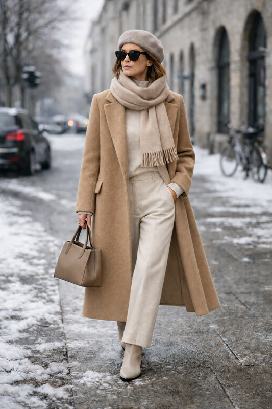 Camel Wool Long Coat – Elegant Winter Essential