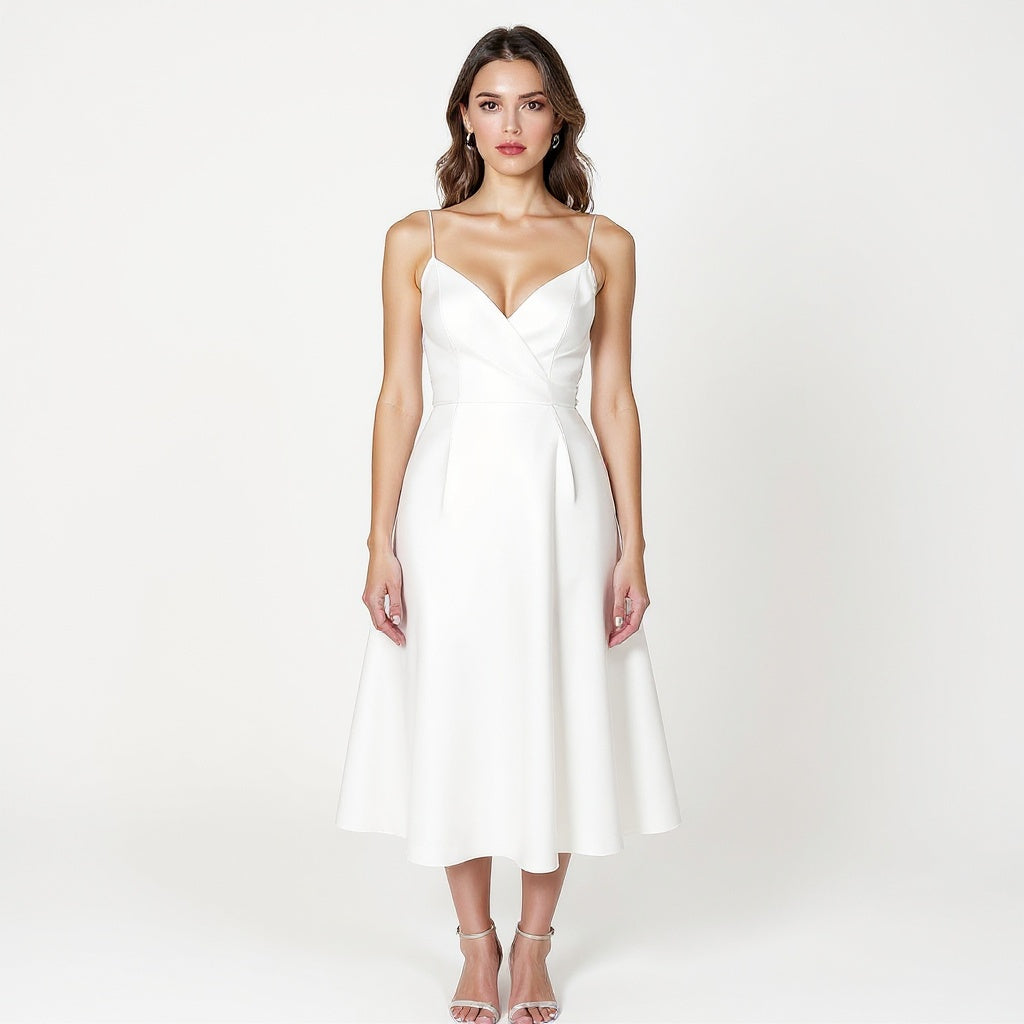 VERSHANA Elegant Satin Midi Dress — 4 ColorS